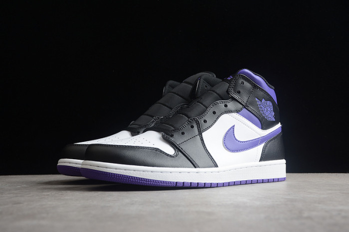 AIR JORDAN 1 MID WHITE BLACK PURPLE 554724-095