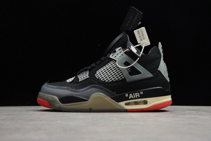 OFW x Air Jordan 4 “Bred” Black/Red CV9388-001