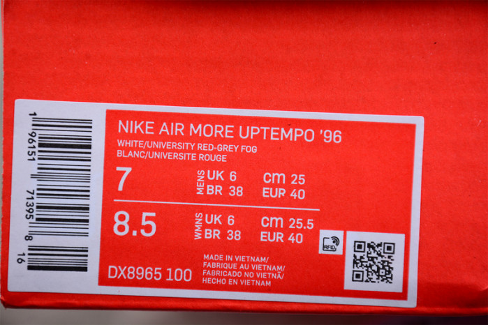 NIKE AIR MORE UPTEMPO WHITE RED DX8965-100