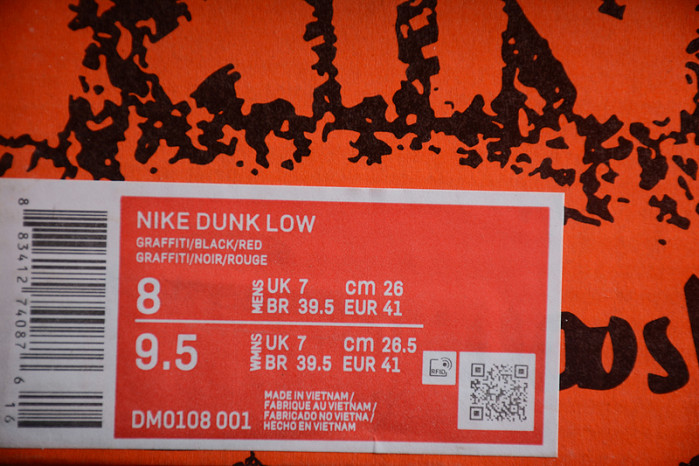 Nike Dunk Low Graffiti Black Red DM0108-001
