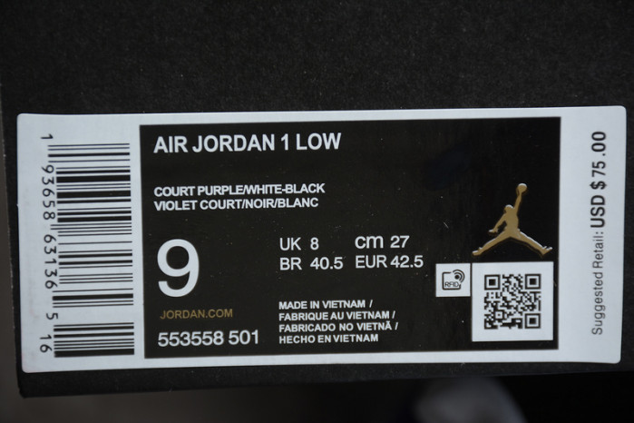 AIR JORDAN 1 LOW COURT PURPLE BLACK 553558-501