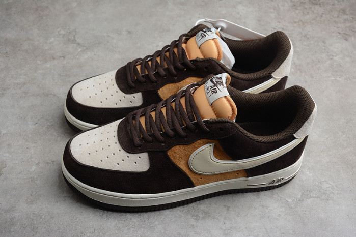 Nike Air Force 1 07 Low Dark Brown Yellow White Shoes NT9986-008