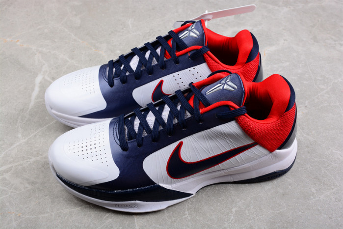 NIKE ZOOM KOBE 5 USA WHITE OBSIDIAN SPORT RED 386430-103